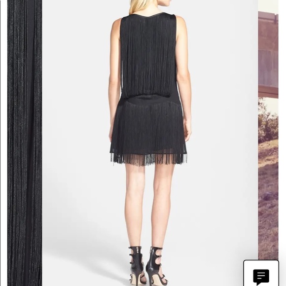 Filtre Fringe Gold Embellished Drop Waist Shift Mini Dress - Picture 6 of 10